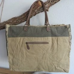 Promo ⭐ Goedkoopste ⭐ Myrabags Strandtas/Schoudertas XXL Tas Van Canvas En Leer 🌟 😉 -Tassen-dames Verkoop 550x732 4