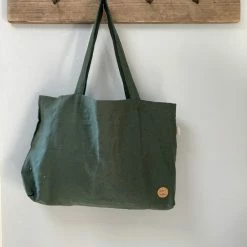 Gloednieuw 🤩 Kopen 🥰 🥾 Boots And Feathers Duurzame Linnen Look Shopper - Dennengroen - Tas - Linnen -Schoudertas - 🥾 🥾 Boots & Feathers 🤩 😍