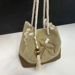 Top 10 ⭐ Nieuw 😉 Merkloos Tas | Strandtas | Saunatas | Shopper | Met Klos | Bruin | Met Slipper Print 🎁 🤩