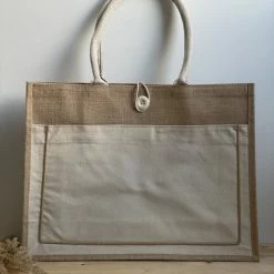 Uitgang 😍 Kopen ✨ Merkloos Jute Tas - Strandtas - Beige Naturel Tas - Boodschappen Tas - 48 X 36 Cm 🛒 🥰
