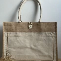 Uitgang 😍 Kopen ✨ Merkloos Jute Tas - Strandtas - Beige Naturel Tas - Boodschappen Tas - 48 X 36 Cm 🛒 🥰 -Tassen-dames Verkoop 550x733 46