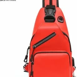 Aanbiedingen 😍 Goedkoop 🥰 San Vitale® - Vegan Leren Slingbag - SBag - Schoudertas - Rugzak - Crossbody Bag - Rood 👏 🎁