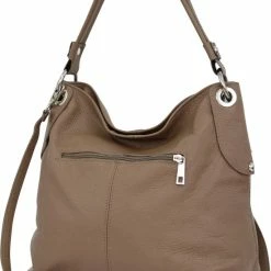 Uitgang ❤️ Kopen ✨ AmbraModa Italiaanse Handtas Schoudertas Van Echtleer GL012 Lichttaupe 🎉 🎁