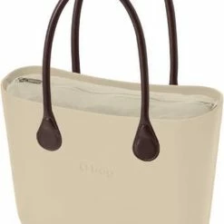 Aanbiedingen ⌛ Top 10 😉 O Bag Classic Bestseller Schoudertas In Beige, Compleet Met Lange Hengsels In Donkerbruin En Canvas Binnentas In Beige 🥰 👏