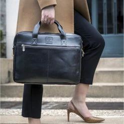 Uitgang ⭐ Goedkoopste ✔️ ACROPAQ Laptoptas - 15.6 Inch, Leer, Bestand Tegen Water En Slijtage - Computertas - Zwart ✨ 👏 -Tassen-dames Verkoop 550x822 11