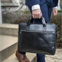 Uitgang ⭐ Goedkoopste ✔️ ACROPAQ Laptoptas - 15.6 Inch, Leer, Bestand Tegen Water En Slijtage - Computertas - Zwart ✨ 👏 -Tassen-dames Verkoop 550x822 12