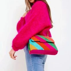 Beste Pirce 😉 Goedkoop 🌟 Merkloos Rainbow Schoudertas - Suede - Echt Leer - Groot 😉 😀 -Tassen-dames Verkoop 550x828 1