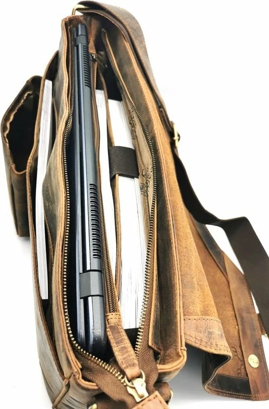 Nieuw π Promo β¨ Hunters Buffelleren Laptoptas Bruin π― π 4 Nieuw π Promo β¨ Hunters Buffelleren Laptoptas Bruin π― π - Afbeelding 4