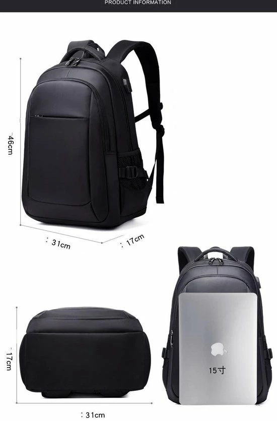 Gloednieuw 🛒 Beste Pirce 😍 Pro-Care Rugtas/Backpack Antidiefstal - Waterproof Oxford Fabric - 2 USB Aansluitingen - Tot 15.6inch Laptop - Extra Ventilatie - Voor Werk, School Of Reizen - Heren/Dames Met Rits - Donkerblauw 😉 🔔 3 Gloednieuw 🛒 Beste Pirce 😍 Pro-Care Rugtas/Backpack Antidiefstal - Waterproof Oxford Fabric - 2 USB Aansluitingen - Tot 15.6inch Laptop - Extra Ventilatie - Voor Werk, School Of Reizen - Heren/Dames Met Rits - Donkerblauw 😉 🔔 - Afbeelding 3